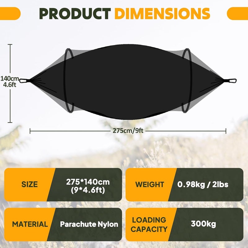 Chihee Ultra-Light Travel Camping Hammock Pop-up Net Hammock 660lbs Load Capacity,Breathable,Quick-Drying Parachute Nylon 2 Premium Carabiners,2 Tree Slings Included for Outdoor Backpacking Hiking - Image 3
